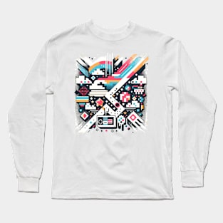 Pixelated Nostalgia: Abstract Retro Gamer Long Sleeve T-Shirt